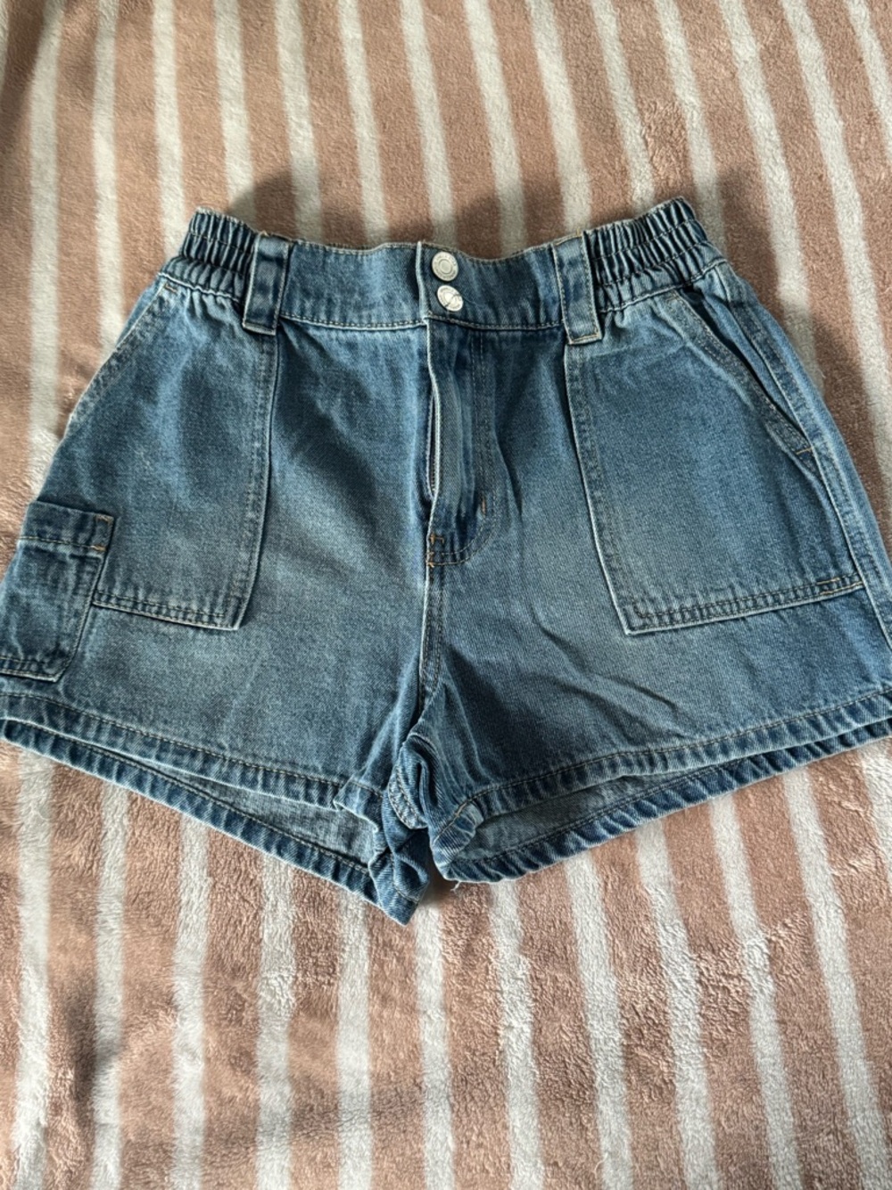 Vanilla Star Denim Utility Shorts - Blue Wash